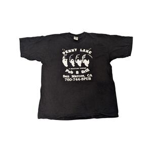 Vintage Penny Lane Beatles Pub San Marcos CA Graphic T-Shirt L Black Retro Top